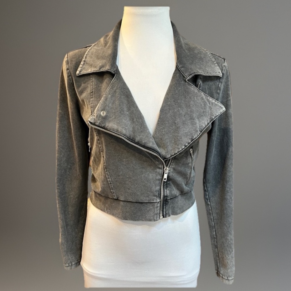 Vintage gray Distressed Cropped Jacket Top